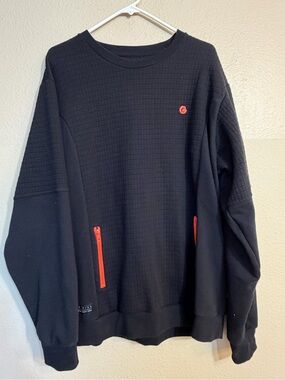 Cookies SF Men's Waffle Knit Crewneck Sweatshirt Black Accent Pockets XXL